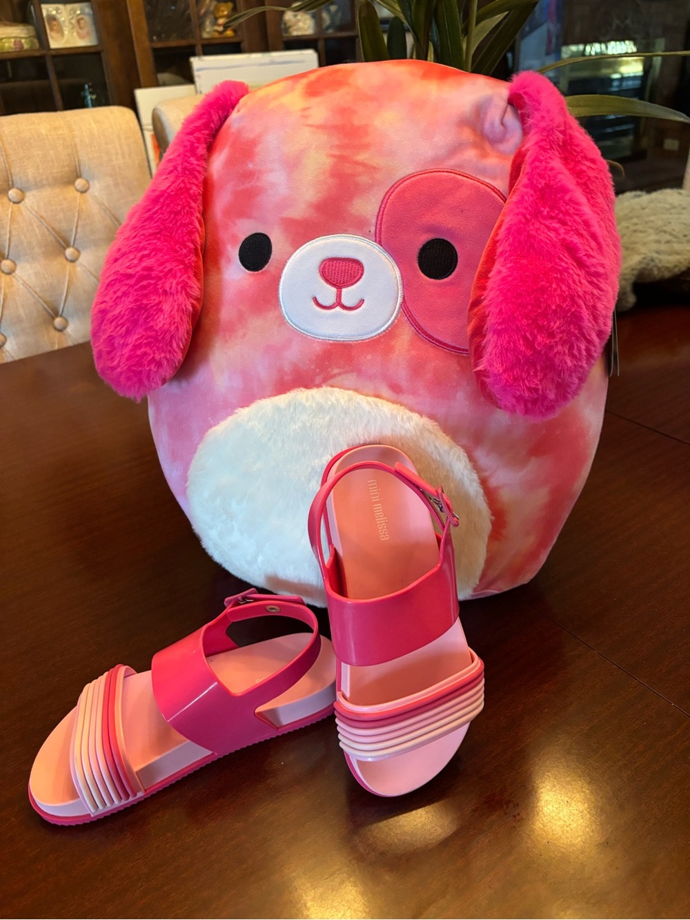 Mini Melissa Mel Cosmic Pink Sandals Size 13 NWOT Includes Detina Squishmallow